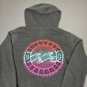 Billabong Women's Grey Graphic Logo Back Hit Full Zip Hoodie Size Small